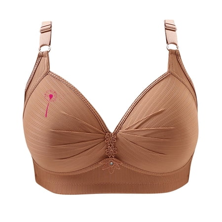 SMihono Women s Push Up Bra BC Cups Trendy Breast Cancer Graphic Adjustable Straps Wireless Comfort T-Shirt Bras Full Support Khaki M