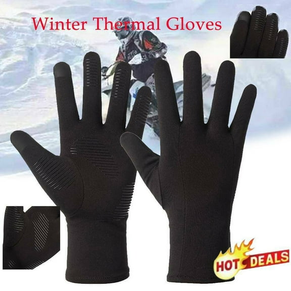 WonderWiz Winter Touchscreen Gloves for Men - Thermal Soft Knit Gloves for Running, Driving and Hiking Black L