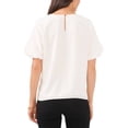 thumbnail image 2 of Vince Camuto Women's Ivory Textured Crewneck Puff-Sleeve Blouse Size L, 2 of 4