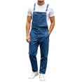 thumbnail image 3 of VBVC Men's Adjustable Denim Bib Overalls with Pockets , Casual Workwear Jean Overalls For Men, Blue , S-3XL, 3 of 8