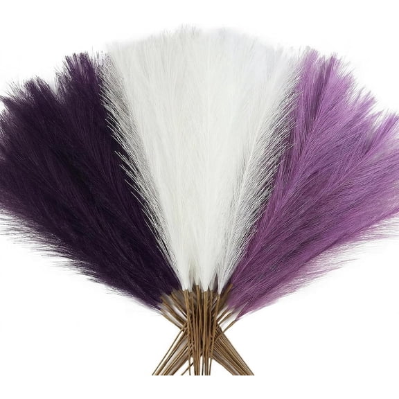 30-Piece Purple Artificial Padmason Ornament, 21.6 inches (approx. 54.9 cm) Fluffy Artificial Colored Padmason Short White Faux Padmason Vase Filled Floral Arrangement Suitable for Home Wedding