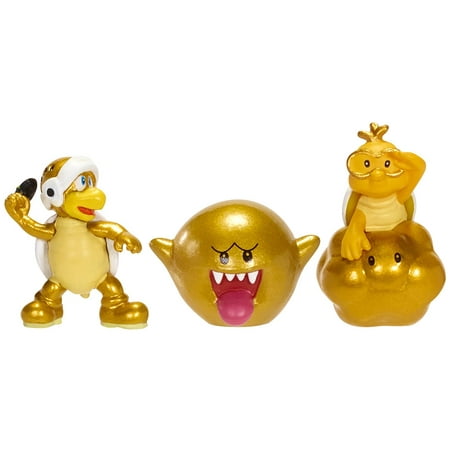 NINTENDO Mario Bros U Micro Figure (3-Pack : Gold Lakitu/Gold Boo/Gold Turtle Guy), For the first time ever, collect your favorite characters from Mario Bros U in micro.., By World of