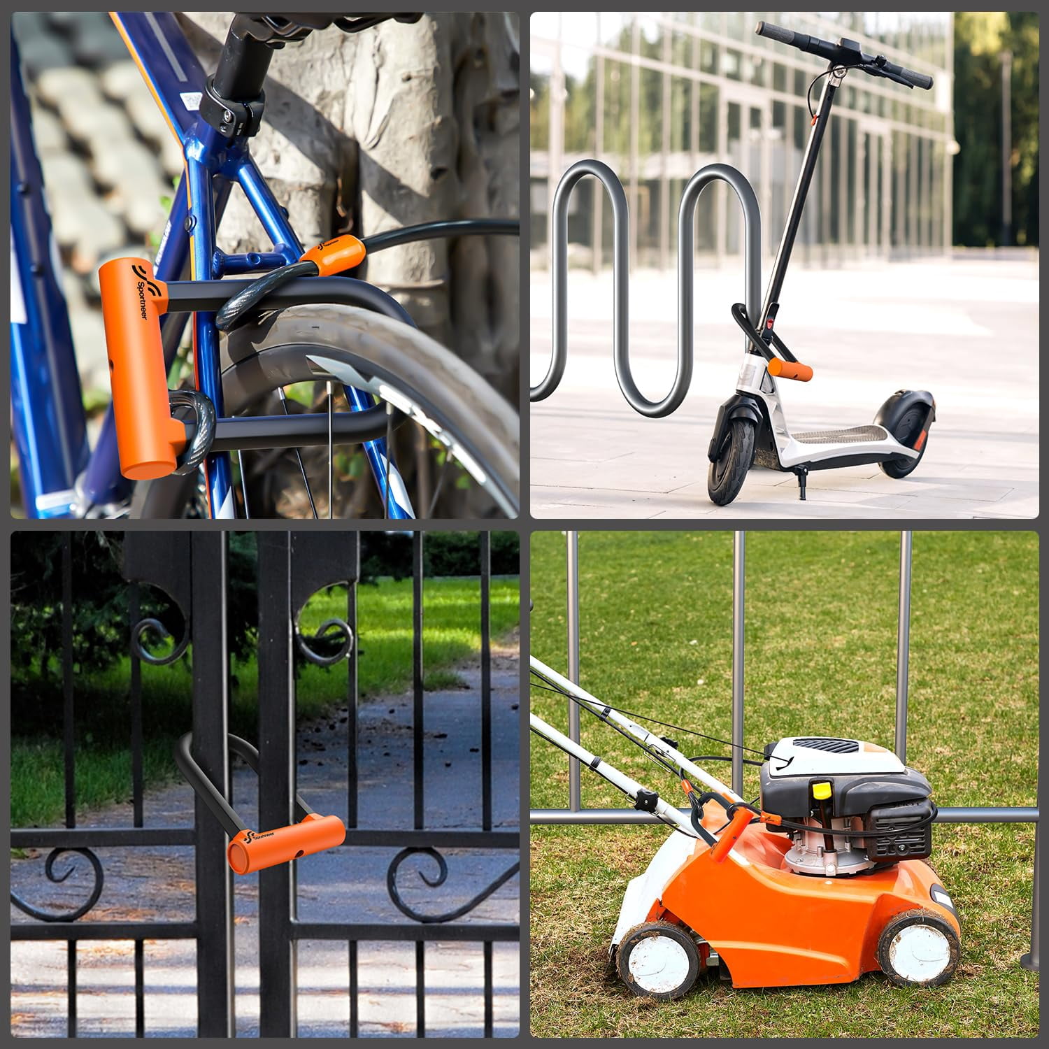 Bike U Lock - Heavy Duty Anti With 5ft Security Steel Cable 17mm Shackle Bicycle U-locks Keys & Sturdy Mounting Bracket For Road  Mountain Electric Orange