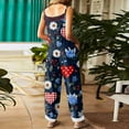 thumbnail image 4 of Womens Valentine's Day Overalls Wide Leg Sleeveless Casual Heart Graphic Rompers Valentine Adjustable Straps Overalls Pants, 4 of 4