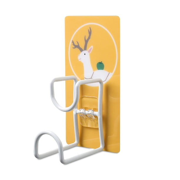 Kearding Gancho de pared Colgador plegable sin perforaciones Patrones de dibujos animados sin rastro Ventosa fuerte Inodoro Baño Cocina Animal Juegos de accesorios de baño Animales 4
