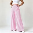 thumbnail image 2 of Lnmiateer Elegant High Waist Wide Leg Pants for Women Draped Loose Silhouette Solid Color Casual Dress Trousers Party Dinner Autumn Winter, 2 of 5
