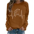 thumbnail image 1 of Mujeres Casual Manga Completa Cuello Redondo Tops Camisas Sueltas Blusa Jersey Estampado Sudadera Pompotops FGAJ18836, 1 of 5