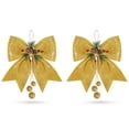 thumbnail image 1 of Feliz Navidad Bowknot Navidad Lentejuelas Guirnalda Adornos Espumoso Bola de pino Colgantes Corbata Artesanía Regalo Decoración Dorado 2 piezas Scienceny HA009456-01, 1 of 6