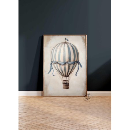Original Vintage Hot Air Balloon Nursery Coquette Boys Baby Boy Wall Art, Creative Nursery Theme For Nursery And Bedroom Decor