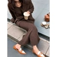 thumbnail image 6 of Womens 2 Piece Skirts Sets Fashion Sweater Midi Dress Knit Lounge Travel Outfits Brown One size, 6 of 9