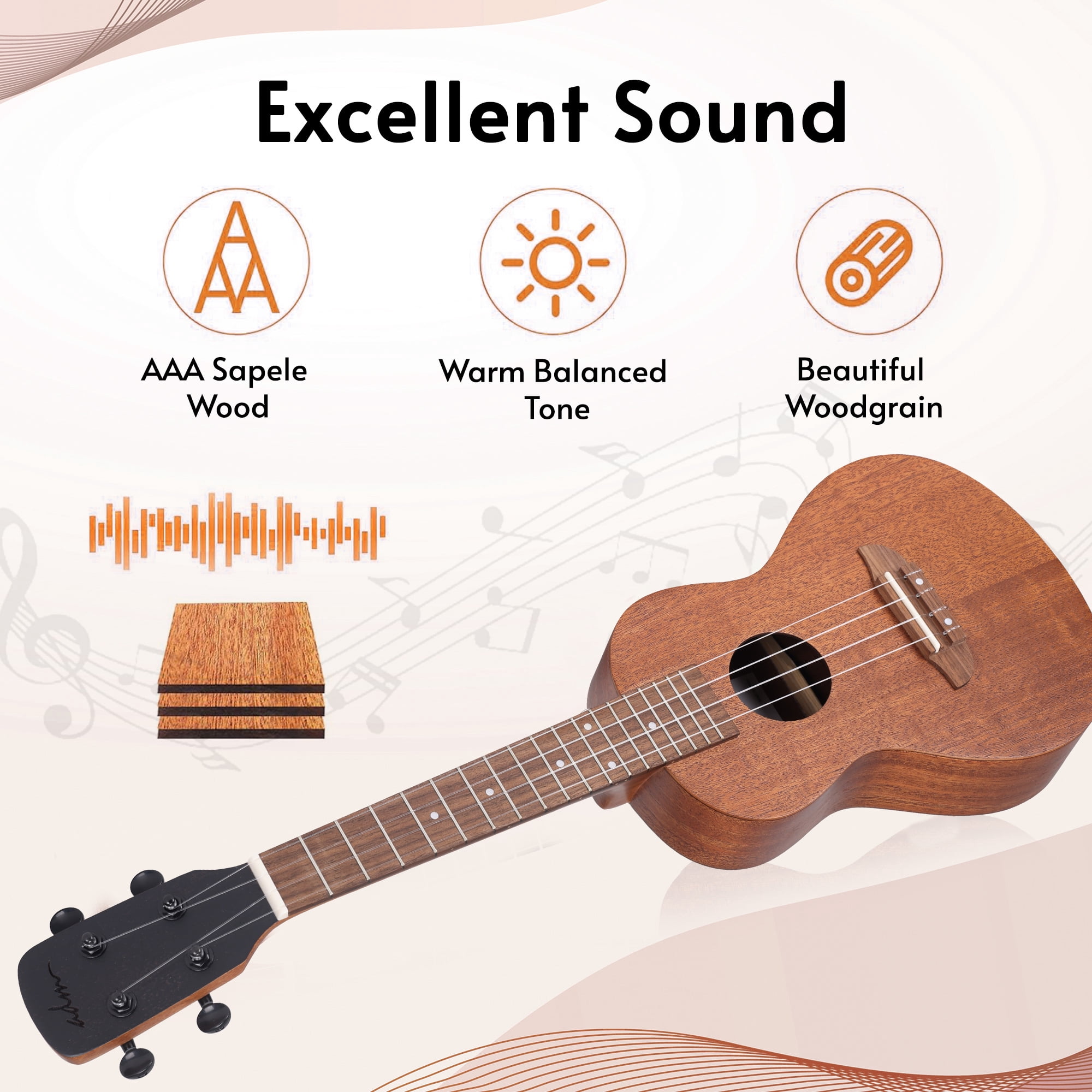 ADM Concert Ukulele 23 inch for Kid Adult Student Beginners, Mahogany Wood Ukulele Starter Kit