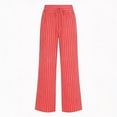 thumbnail image 4 of RUTAYY Women's Pants Casual Straight Leg Stripes Side Pockets Comfortable Loose Fit Bottoms with Drawstring Waist Trendy Beach Trousers, 4 of 4