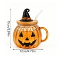 thumbnail image 2 of Cute Halloween-themed Clear Glass Tumbler With Lid Featuring Designs Of A Cow Ghost And A Pumpkin A Large-capacity Kitchen Drinking Glass., 2 of 8
