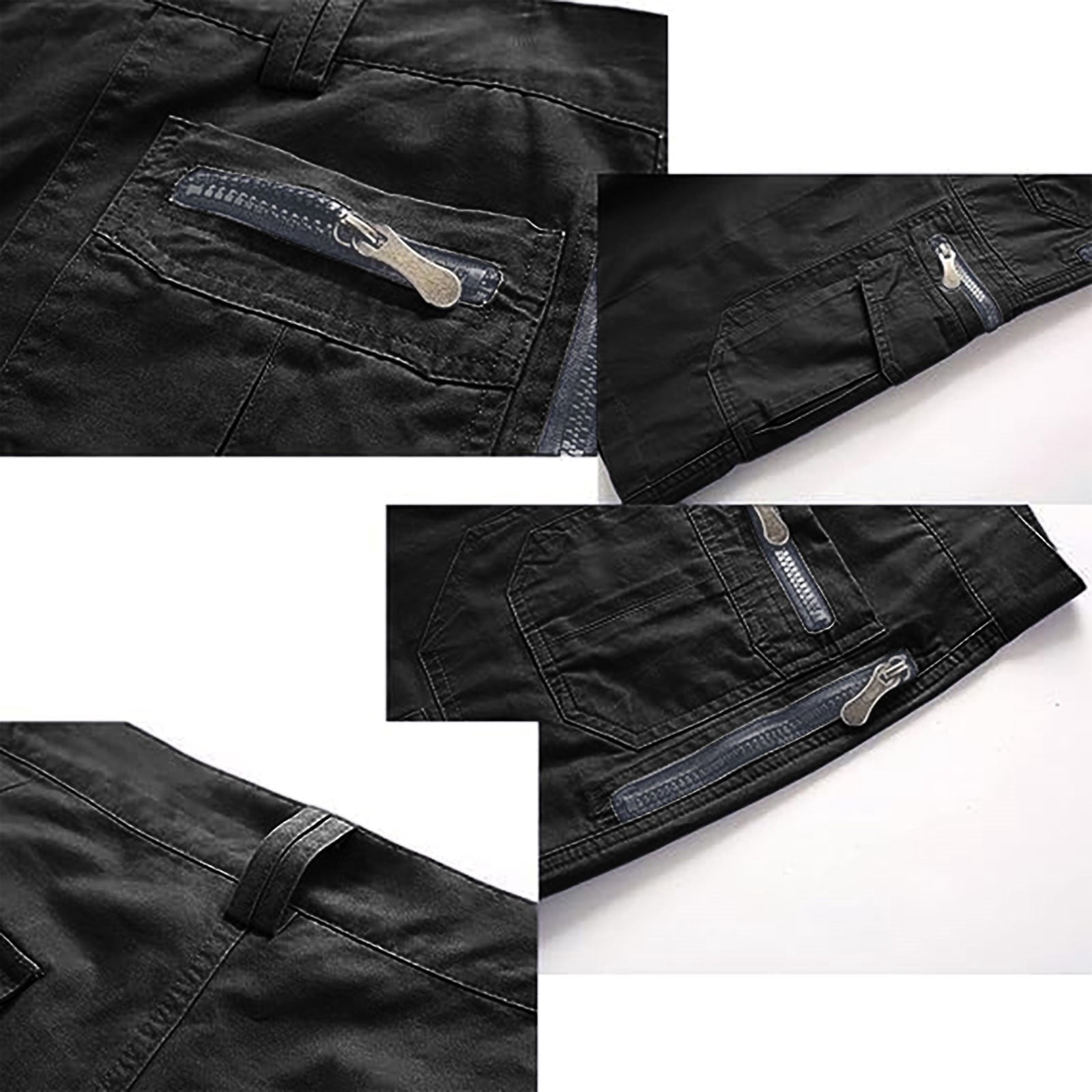 Kangoosport Men's Outdoor Shorts Quick-Dry with Multi Pockets Kangosport Shorts Big and Tall Relaxed Fit Outdoor Work Below Knee 3/4 Cargo Shorts Solid Color Elastic Waist Short Pants,Black XL