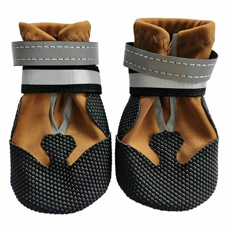 GASTROPOD 4Pcs Dog Shoes Waterproof Non-Slip Soft Sole Dog Rain Boots Comfortable Fit Dog Boots & Paw Protectors 6x5.5cm Brown