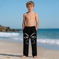 thumbnail image 6 of Funny Angry Face Print Boys Beach Pants, Kids Black Cartoon Pjs Pants with Pocket, Soft Elastic Waist Loose Fit for Ages 3-12,Size 13 T, 6 of 9