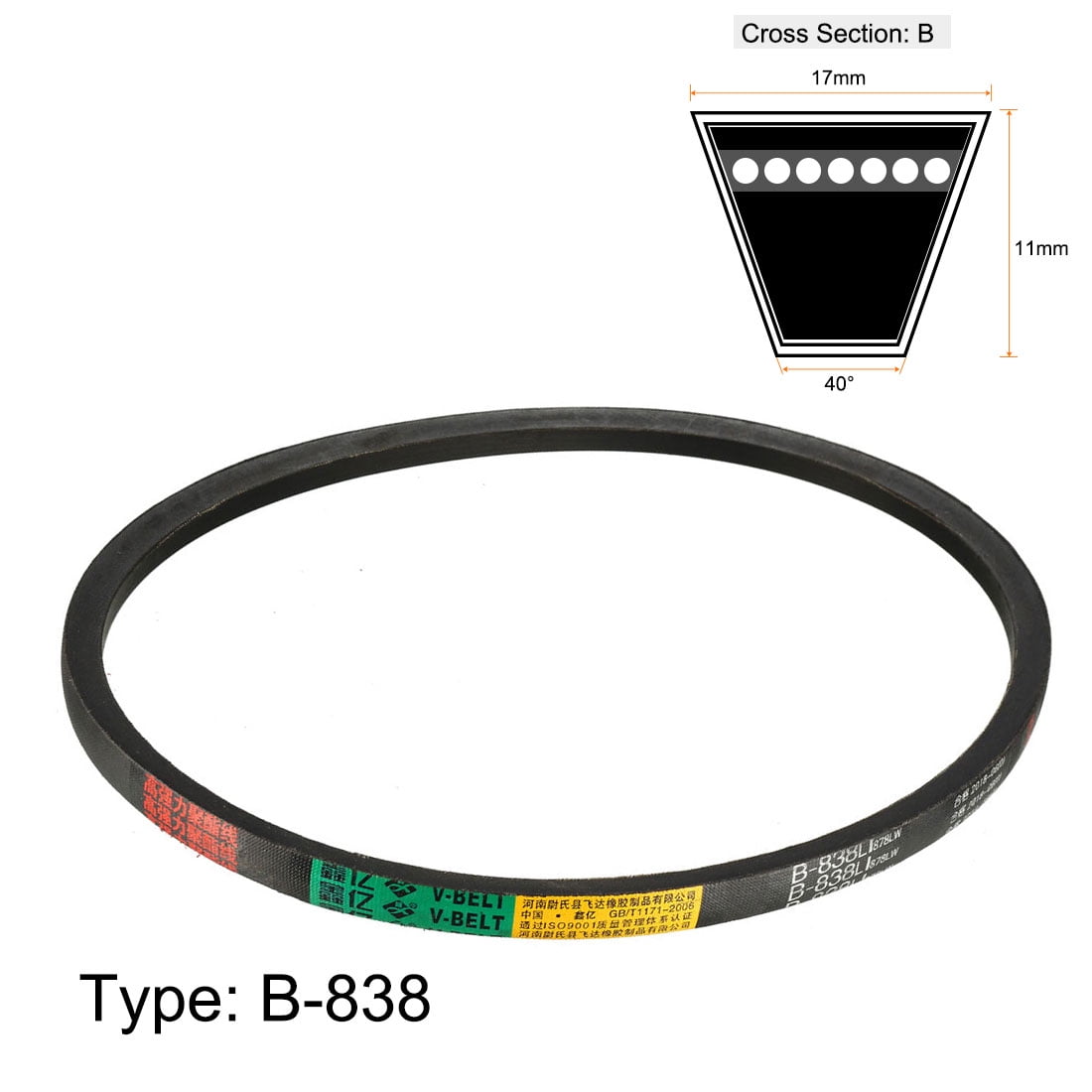 Uxcell V-Belt Transmission Belt - 17mm Width X 11mm Thickness, 1092mm Inner Length, Rubber