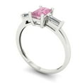 thumbnail image 2 of Clara Pucci 14K White Gold Solid Gold Pink Three-Stone Anniversary Ring for Women - 0.8 cttw Emerald Cut, 2 of 8
