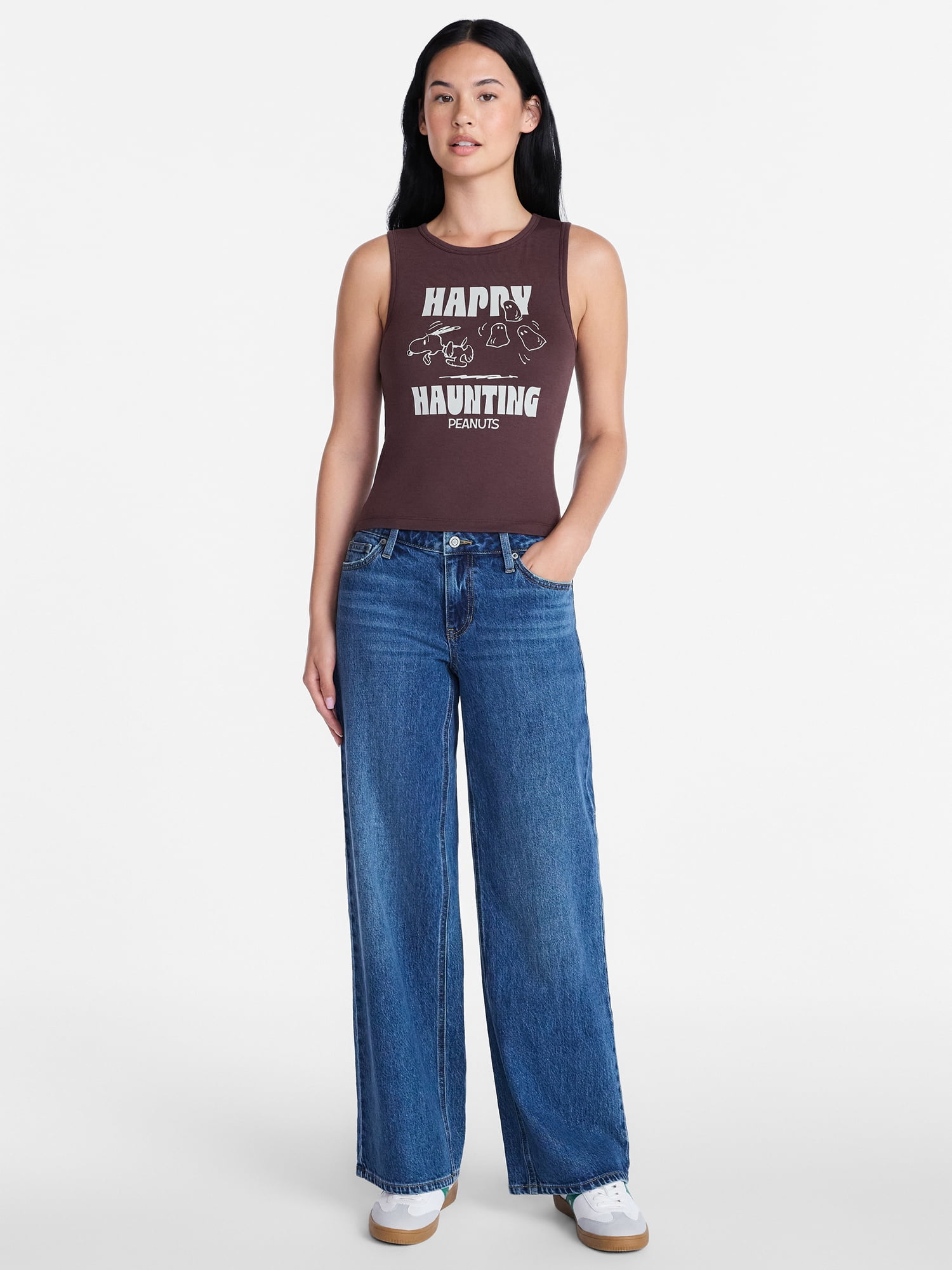 Peanuts Women's and Women's Plus Size Snoopy Happy Haunting Sleep Tank Top, Sizes XS-3X