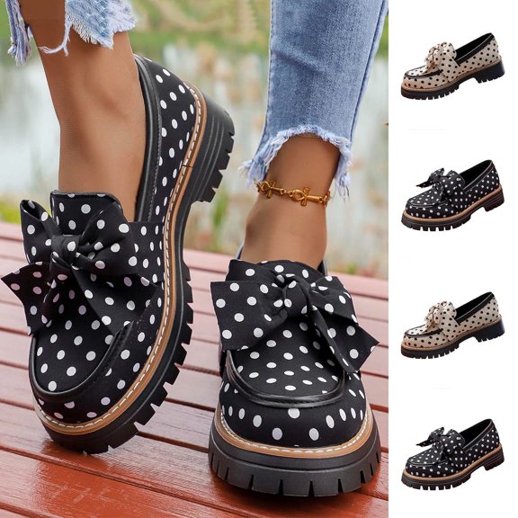 Taqqpue Women Loafer Shoes Women's Casual Versatile Indoor And Outdoor Soft Soled Trendy Loafers Middle Heels Shoes Flat Shoes for Women