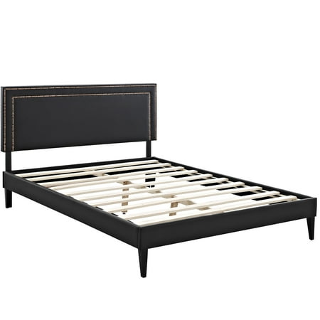 Modern Contemporary Urban Design Bedroom King Size Platform Bed Modern Contemporary Urban Design Bedroom King Size Platform Bed Frame Black Faux Leather Wood