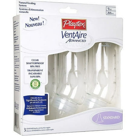Playtex - Set of 3 Crystal Clear Standard Bottles