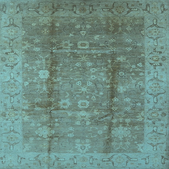 Ahgly Company Indoor Square Oriental Light Blue Industrial Area Rugs, 8' Square
