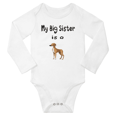 

My Big Sister is a Greyhound Dog Cute Baby Long Sleeve Clothing Bodysuits Boy Girl (White 6-12M)