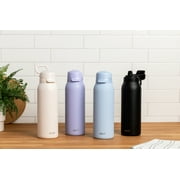 Ello Flip & Fill 32oz Insulated Stainless Steel Water Bottle, Leak-Proof Straw Lid, Cream
