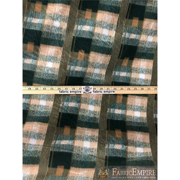 Fleece Printed Fabric TARTAN ANTIQUE / 58" Wide / Sold by the yard