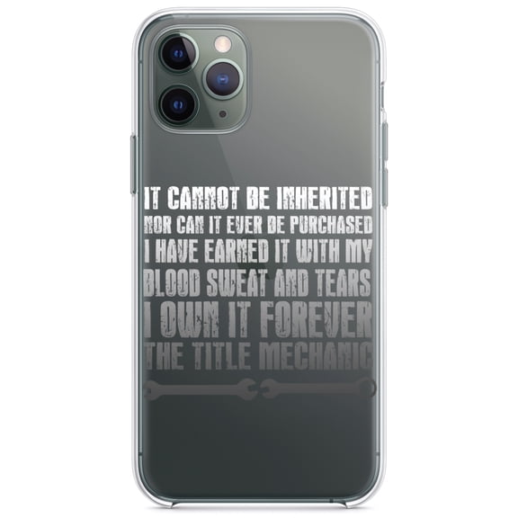 DistinctInk Clear Shockproof Hybrid Case for iPhone 13 Pro MAX (6.7" Screen) - TPU Bumper Acrylic Back Tempered Glass Screen Protector - Mechanic Can't Be Inherited Purchased