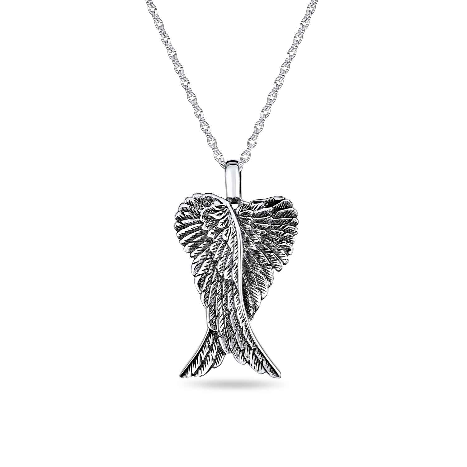 Single Angel Wing Sterling Silver .925 Pendant Guardian Protection Jewelry 