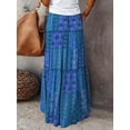 thumbnail image 6 of Caoirhny Women's Bohemian Skirts Vintage Elastic High Waist A-Line Skirts Tiered Long Skirts with Pockets, 6 of 7