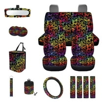 KUIFORTI Butterfly Print 15 PCS Car Seat Cover Set Seat Covers Steering Wheel Cover Seat belt Cover Pad Car Cup Coasters Car Garbage Bag Car Storage Box Rear View Mirror Cover Keychain