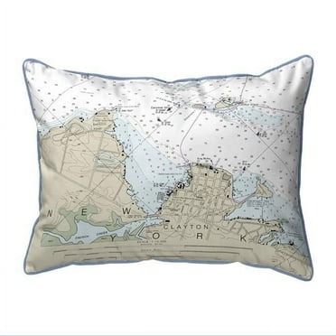 Betsy Drake ZP14774CL 20 x 24 in. Clayton, NY Nautical Map Extra Large Zippered Indoor & Outdoor Pillow