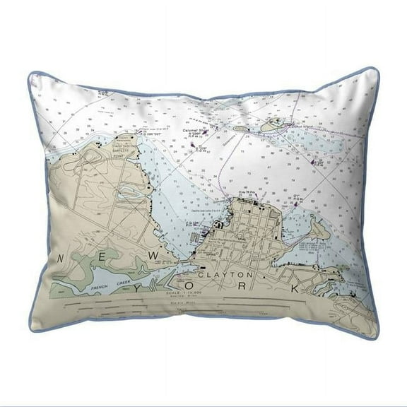 Betsy Drake SN14774CL 11 x 14 in. Clayton, NY Nautical Map Small Corded Indoor & Outdoor Pillow