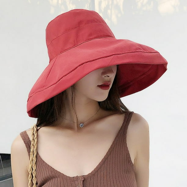 Generic Women Casual Solid Color Wide Brim Bucket Hat Fisherman Cap