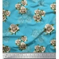 thumbnail image 1 of Soimoi Tissu Poly Georgette Feuilles & Alba Rose Floral Imprimé 1 Yard 42 Pouces de Large, 1 of 3