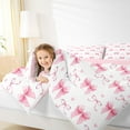 thumbnail image 4 of jejeloiu Kawaii Bowtie Ribbon Full Size Comforter Sets,Pink White Bedding Sets For Girls Teens Reversible 3-Piece, 4 of 8