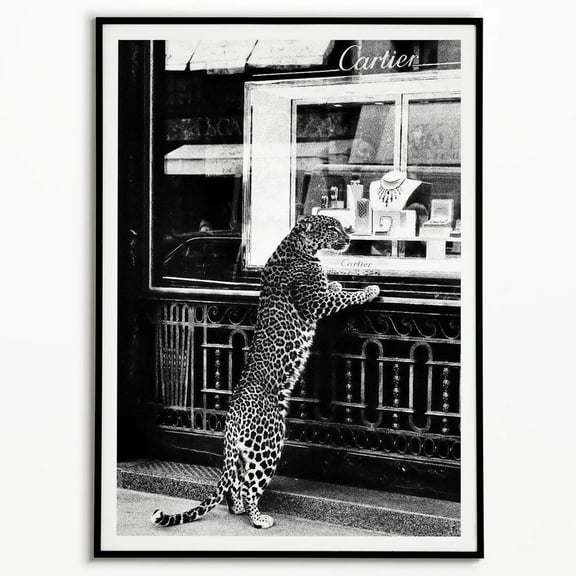 Poster Panther In The Jewelry Shop Poster, Cheetah Print, Black And White, Vintage Photography, Fashion Print, 1950 Wall Art Poster, Vintage Poster - No Framed, Vintage Wall Art, Hot Trend!, 8x12