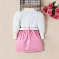 thumbnail image 4 of Otqutp Kids Party Outfits Set European and American Children's Clothing Small and Middle School Girls Fashion Suit Puffy Sleeve Top +pu Leather Skirt + Belt Three Set, 4 of 9
