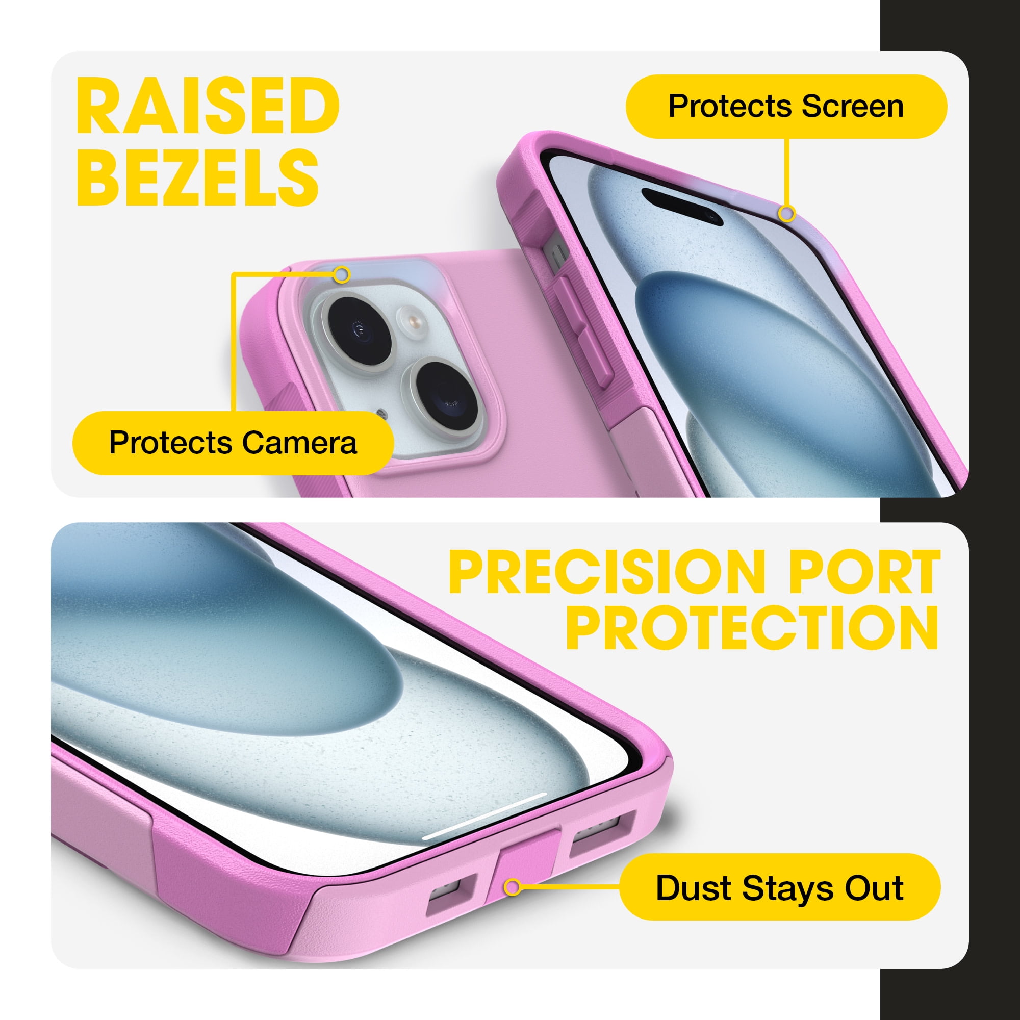 OtterBox iPhone 16e, iPhone 15, iPhone 14, and iPhone 13 Commuter Series Case - MagSafe Edition - Pink, Slim & Tough, Pocket-Friendly, with Port Protection - Run Wildflower
