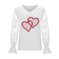 thumbnail image 5 of Hvot&aat Women's Romantic Lace Long Sleeve Insert V-Neck Blouse Heart Print Valentine's Day Elegant Shirts, 5 of 5