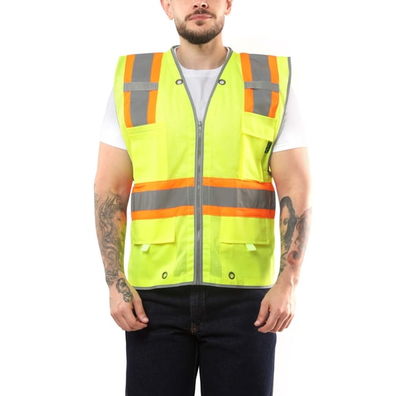 Kolossus Pro Deluxe High Visibility Vest with Multi Frontal Pockets | ANSI Class 2 Compliant