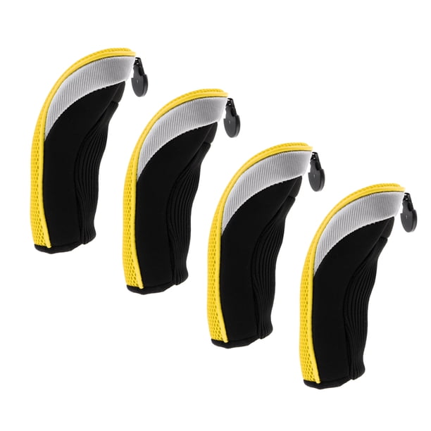 Cubierta de cabeza de Club de Golf 4 Unids Set Híbridas de Malla de Neopreno Baoblaze 3 4 5 6 7 X Amarillo