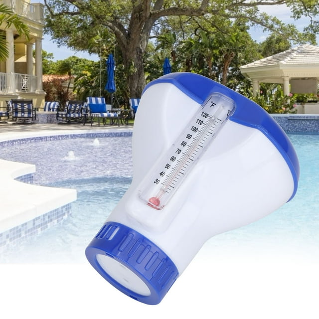 Flotador De Piscina, Dispensador Flotante De Piscina De 4,7 Pulgadas Flotador De Tableta Con Termómetro Fácil Operación Mini Dispensador Químico Soportes Flotantes Para Tableta