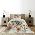 thumbnail image 3 of Ambesonne Leopard Quilted Coverlet 2 Pcs, Tender Abloom Watercolor, Twin Size, Peach Ginger and Grey Teal, 3 of 4