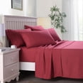 thumbnail image 2 of JML Twin Bed Sheet Set 4 Piece,Brushed Microfiber Sheet Set With 14" Deep Pocket, Burgundy, 2 of 5