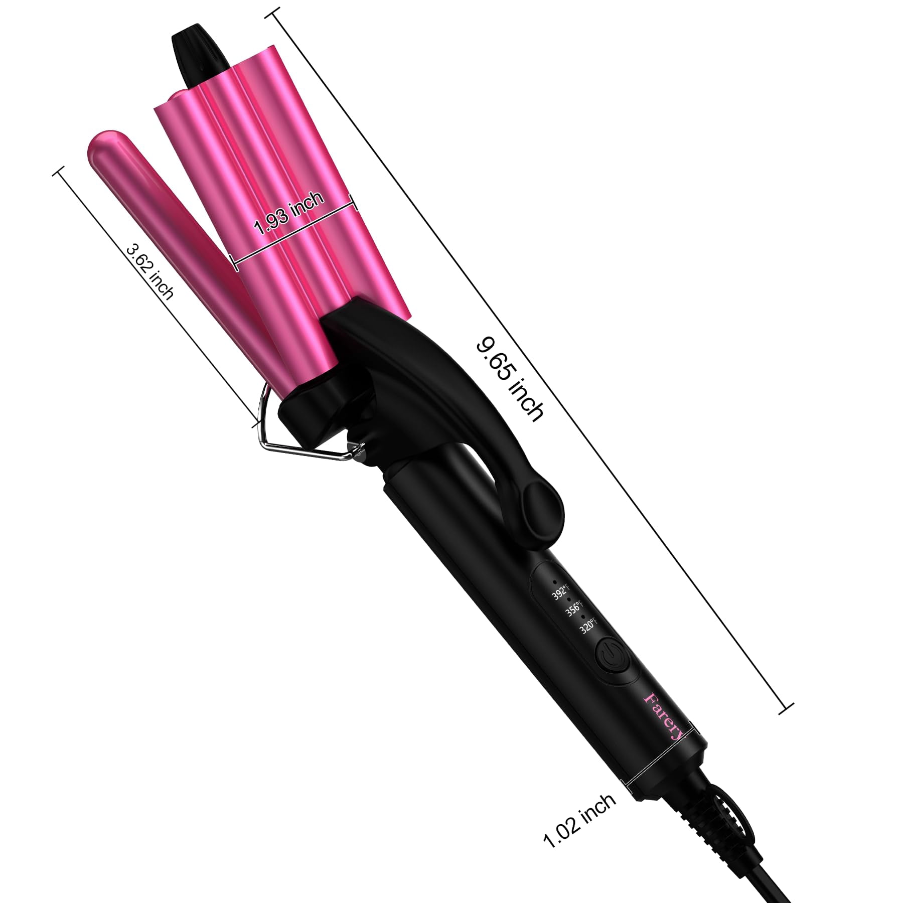 FARERY Mini Hair Crimper with Temperature Adjustable, 3 Barrel Crimping Iron for Short Hair Waves