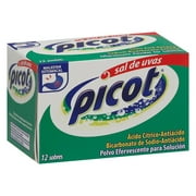 Picot Sal de Uvas, Effervescent Powder for Solution, Antacid, Assists you in Relieving Heartburn, Reflux, Stomach Heaviness, Neutralizes Stomach Acid, 12 Count.